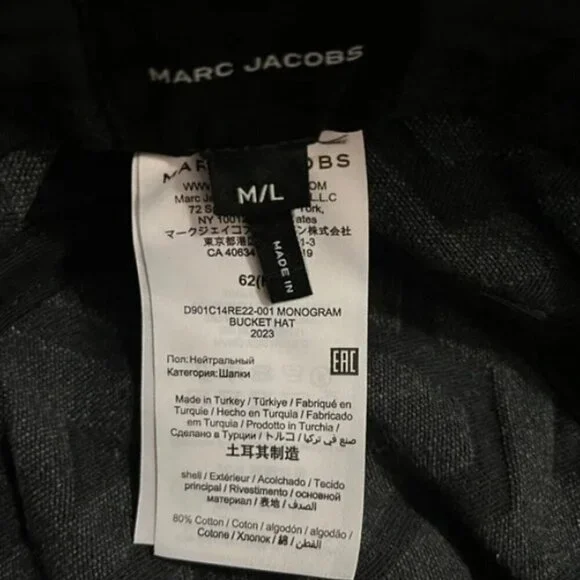 NEW! NWT! Marc Jacobs TheMonogram Bucket Hat -Black Denim Unisex - Picture 7 of 7